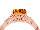 Rose gold Princess Cut Citrine Solitaire Celtic Knot Ring with Four-Prong Setting_16