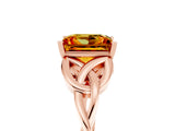 Rose gold Princess Cut Citrine Solitaire Celtic Knot Ring with Four-Prong Setting_17