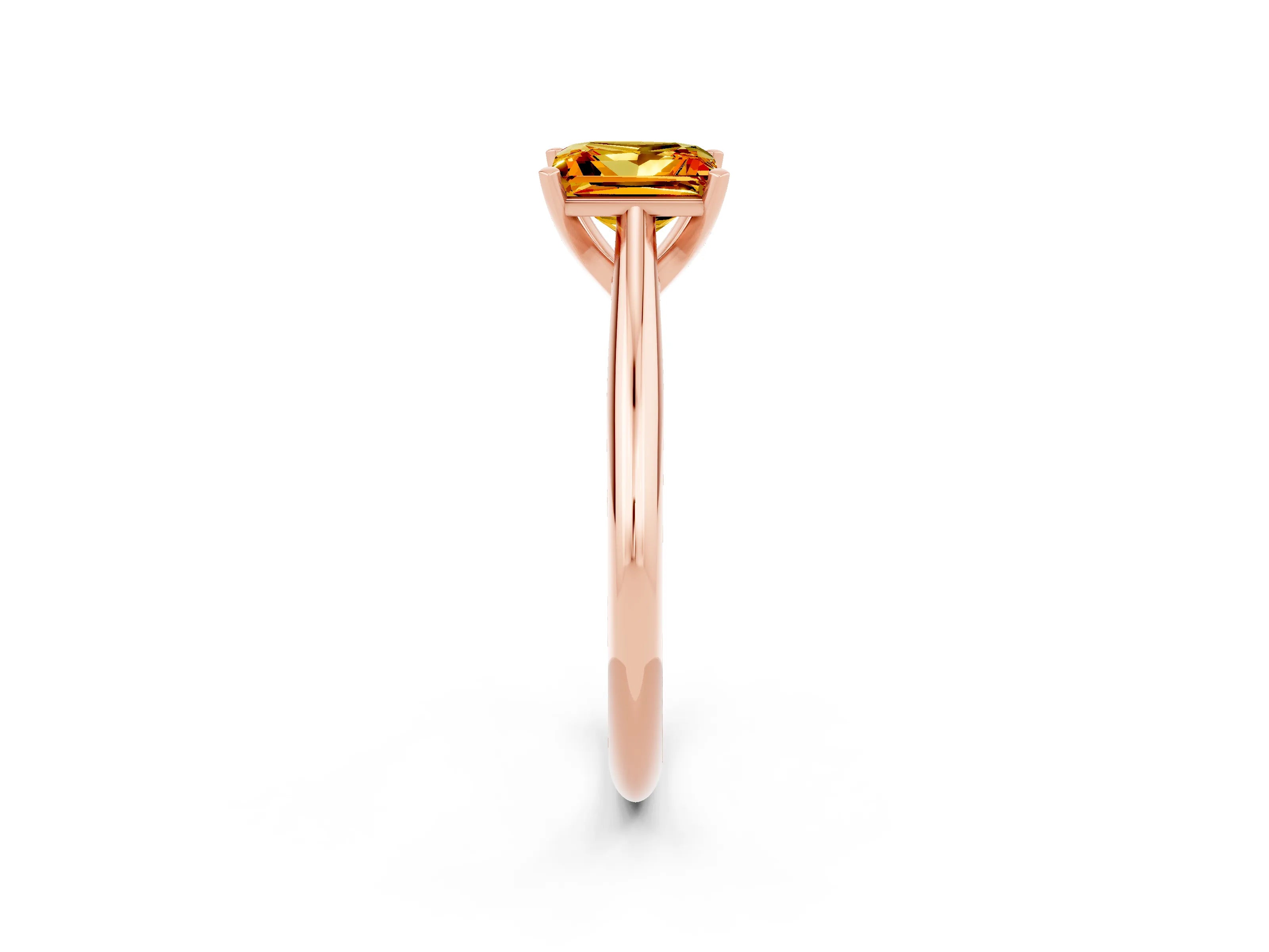 Rose gold Princess Cut Citrine Solitaire Engagement Ring with Cathedral Setting and Four-Prong Mount_14