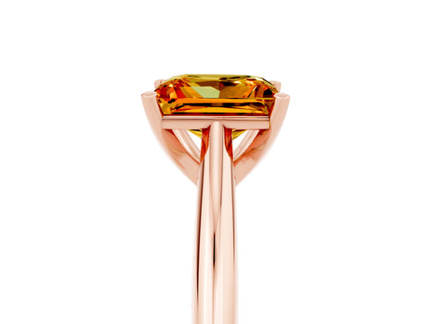 Rose gold Princess Cut Citrine Solitaire Engagement Ring with Cathedral Setting and Four-Prong Mount_17