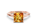 Rose gold Princess Cut Citrine Solitaire Engagement Ring with Cathedral Setting and Four-Prong Mount_24