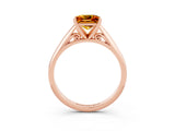 Rose gold Princess Cut Citrine Solitaire Engagement Ring with Cathedral Setting and Four-Prong Mount_27