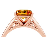 Rose gold Princess Cut Citrine Solitaire Engagement Ring with Cathedral Setting and Four-Prong Mount_28
