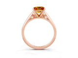 Rose gold Princess Cut Citrine Solitaire Engagement Ring with Cathedral Setting and Four-Prong Mount_69