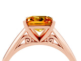 Rose gold Princess Cut Citrine Solitaire Engagement Ring with Cathedral Setting and Four-Prong Mount_70