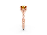 Rose gold Princess Cut Citrine Solitaire Engagement Ring with Celtic Knot Band and Four-Prong Setting_2