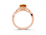 Rose gold Princess Cut Citrine Solitaire Engagement Ring with Celtic Knot Band and Four-Prong Setting_3