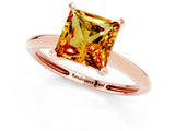 Rose gold Princess Cut Citrine Solitaire Engagement Ring with Classic Band and Four-Prong Setting_25