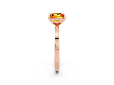 Rose gold Princess Cut Citrine Solitaire Engagement Ring with Classic Band and Four-Prong Setting_26