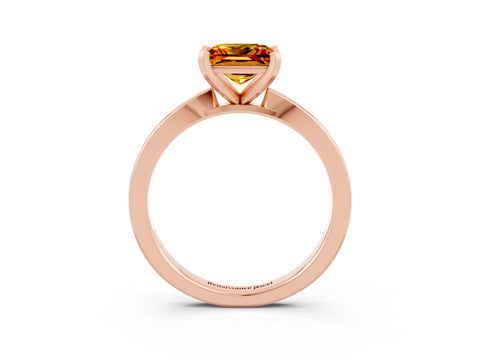 Rose gold Princess Cut Citrine Solitaire Engagement Ring with Classic Band and Four-Prong Setting_27