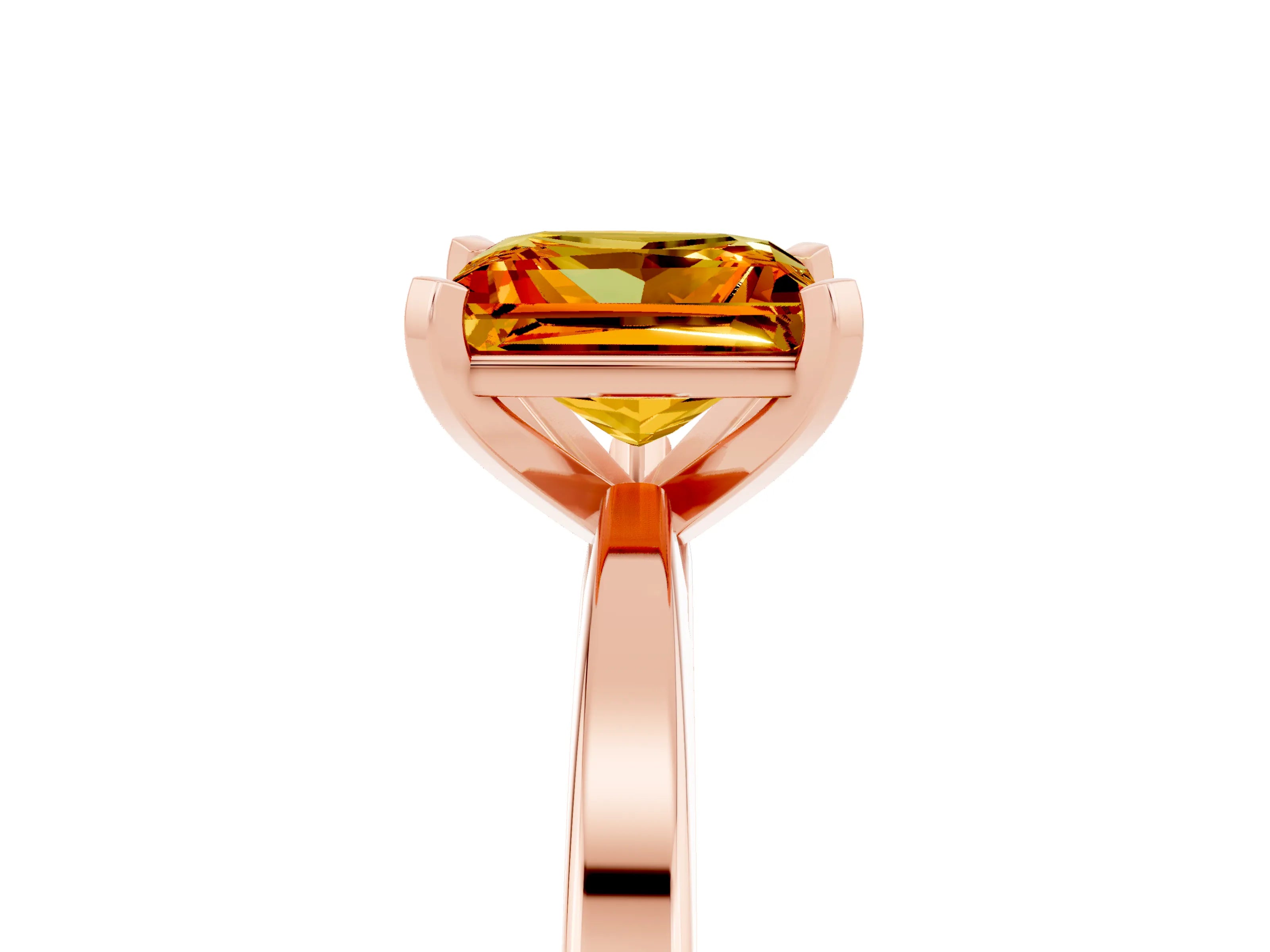 Rose gold Princess Cut Citrine Solitaire Engagement Ring with Classic Band and Four-Prong Setting_29