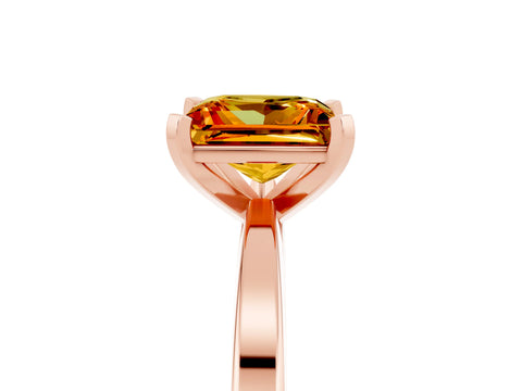 Rose gold Princess Cut Citrine Solitaire Engagement Ring with Classic Band and Four-Prong Setting_29