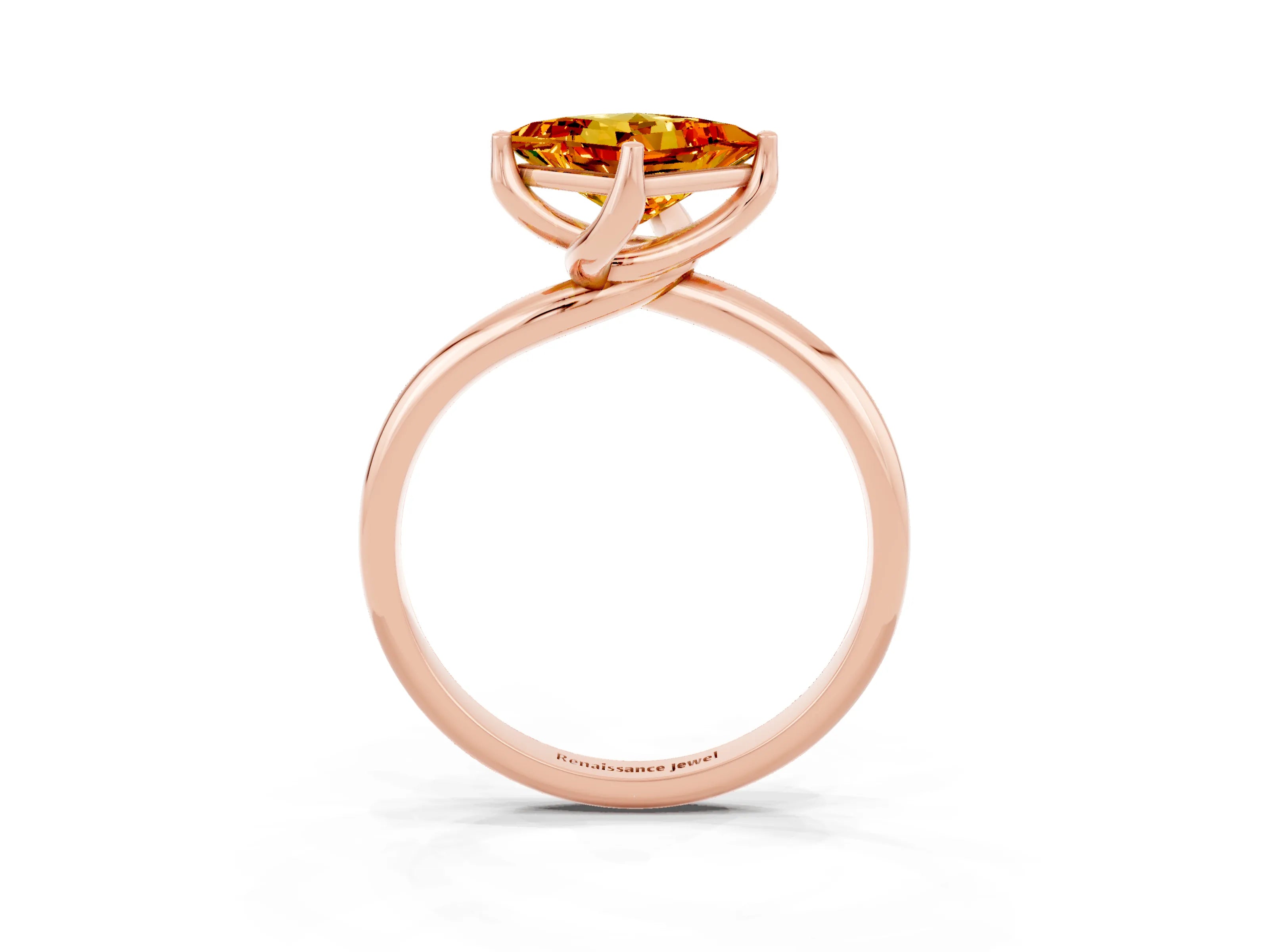 Rose gold Princess Cut Citrine Solitaire Engagement Ring with Four-Prong Setting and Classic Band_15