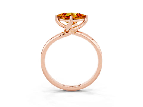 Rose gold Princess Cut Citrine Solitaire Engagement Ring with Four-Prong Setting and Classic Band_15