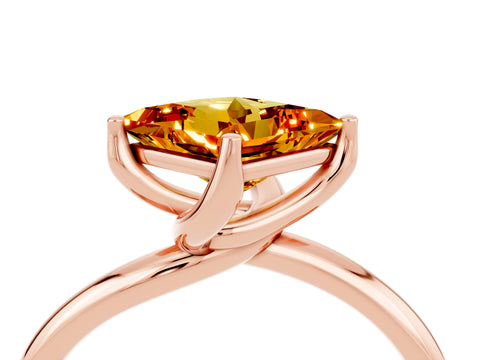 Rose gold Princess Cut Citrine Solitaire Engagement Ring with Four-Prong Setting and Classic Band_16