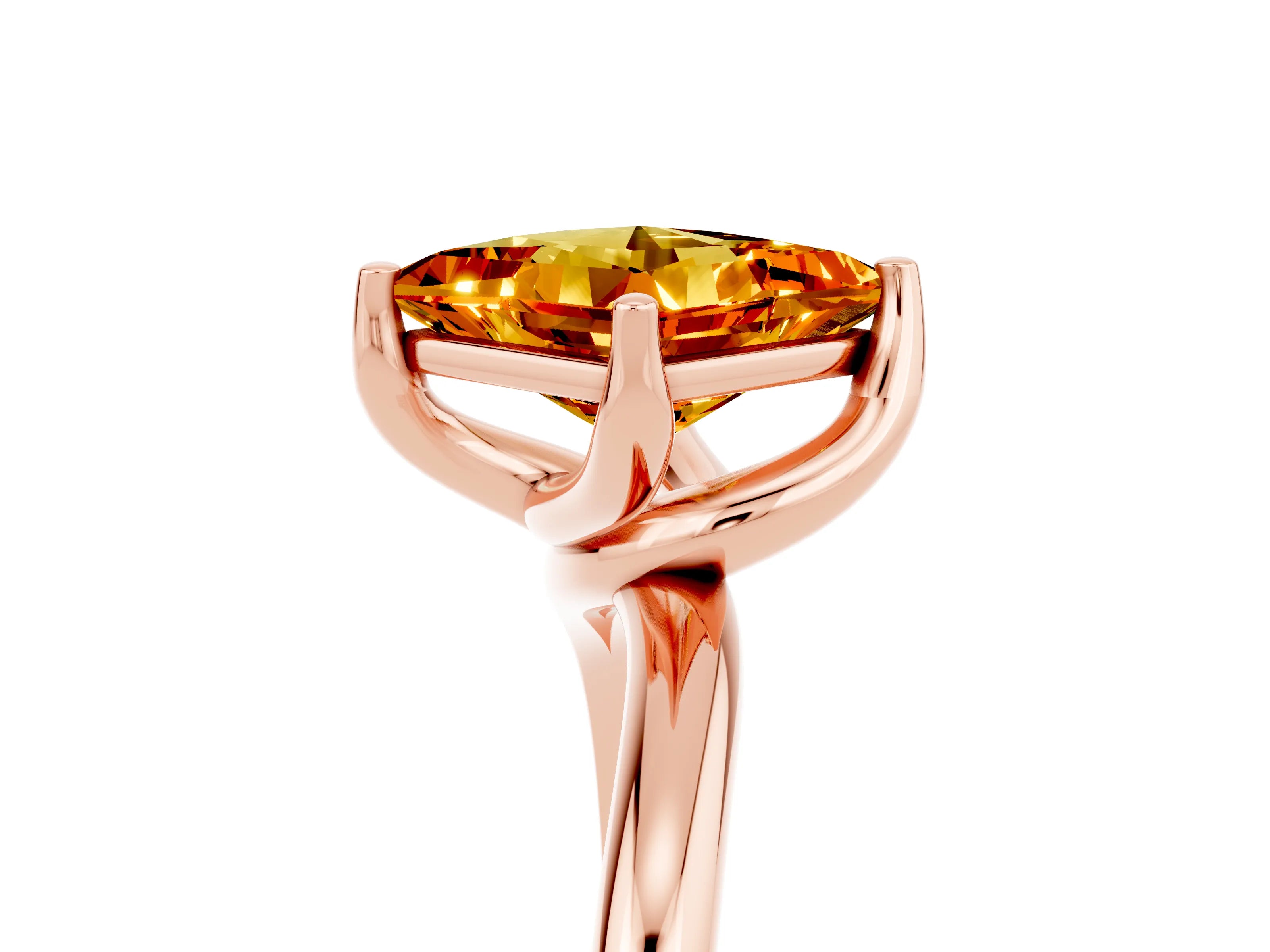 Rose gold Princess Cut Citrine Solitaire Engagement Ring with Four-Prong Setting and Classic Band_17