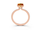 Rose gold Princess Cut Citrine Solitaire Engagement Ring with Pavé Band and Four-Prong Setting_3