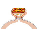 Rose gold Princess Cut Citrine Solitaire Engagement Ring with Pavé Band and Four-Prong Setting_4
