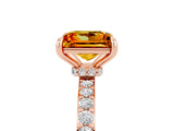 Rose gold Princess Cut Citrine Solitaire Engagement Ring with Pavé Band and Four-Prong Setting_5