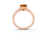 Rose gold Princess Cut Citrine Solitaire Engagement Ring with Round Band and Four-Prong Setting_3