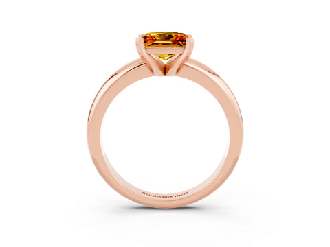 Rose gold Princess Cut Citrine Solitaire Engagement Ring with Round Band and Four-Prong Setting_3