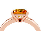 Rose gold Princess Cut Citrine Solitaire Engagement Ring with Round Band and Four-Prong Setting_4