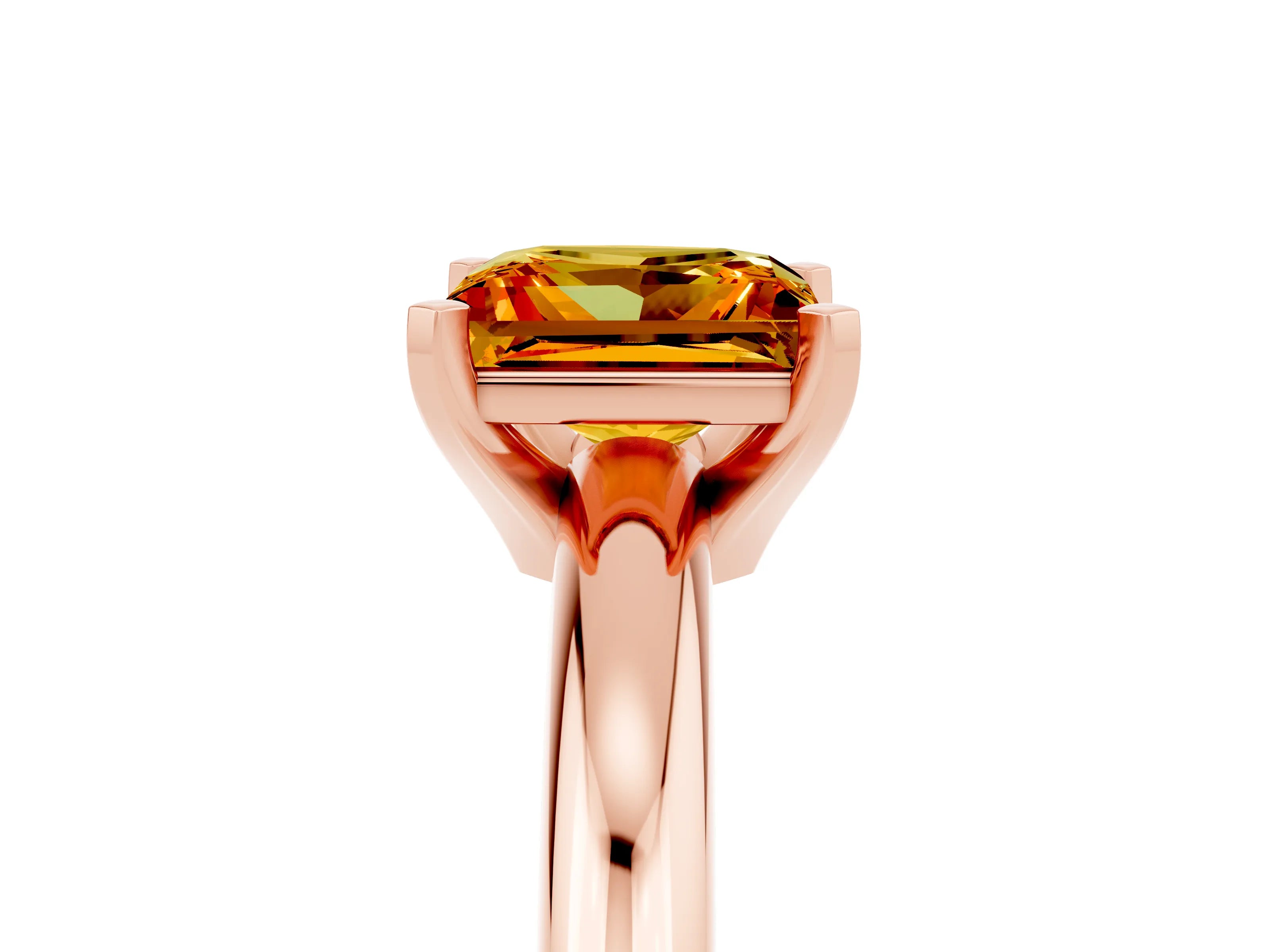 Rose gold Princess Cut Citrine Solitaire Engagement Ring with Round Band and Four-Prong Setting_5