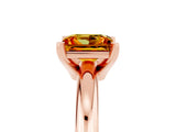 Rose gold Princess Cut Citrine Solitaire Engagement Ring with Round Band and Four-Prong Setting_5