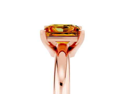 Rose gold Princess Cut Citrine Solitaire Engagement Ring with Round Band and Four-Prong Setting_5