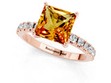 Rose gold Princess Cut Citrine Solitaire Pavé Band with Four-Prong Setting_1