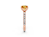 Rose gold Princess Cut Citrine Solitaire Pavé Band with Four-Prong Setting_2