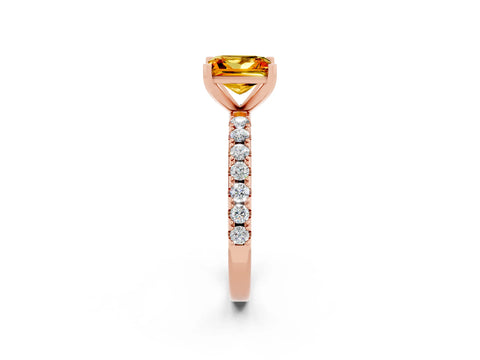 Rose gold Princess Cut Citrine Solitaire Pavé Band with Four-Prong Setting_2