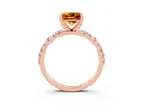Rose gold Princess Cut Citrine Solitaire Pavé Band with Four-Prong Setting_3