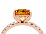 Rose gold Princess Cut Citrine Solitaire Pavé Band with Four-Prong Setting_4