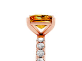 Rose gold Princess Cut Citrine Solitaire Pavé Band with Four-Prong Setting_5
