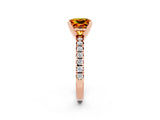 Rose gold Princess Cut Citrine Solitaire Pavé Engagement Ring with Round Band and Prong Setting_14