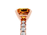 Rose gold Princess Cut Citrine Solitaire Pavé Engagement Ring with Round Band and Prong Setting_17