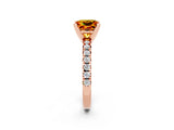 Rose gold Princess Cut Citrine Solitaire Pavé Engagement Ring with Round Band and Prong Setting_74
