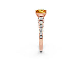 Rose gold Princess Cut Citrine Solitaire Ring with Cathedral Setting and Pavé Band_2