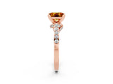 Rose gold Princess Cut Citrine Solitaire Ring with Crossover Gallery and Round  Pavé Band_14