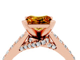 Rose gold Princess Cut Citrine Solitaire Ring with Crossover Gallery and Round  Pavé Band_16