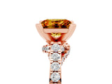 Rose gold Princess Cut Citrine Solitaire Ring with Crossover Gallery and Round  Pavé Band_17