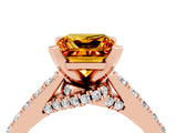 Rose gold Princess Cut Citrine Solitaire Ring with Crossover Gallery and Round  Pavé Band_40