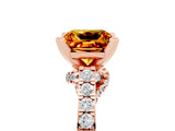Rose gold Princess Cut Citrine Solitaire Ring with Crossover Gallery and Round  Pavé Band_41