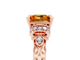Rose gold Princess Cut Citrine Solitaire Ring with Filigree Band and Four-Prong Setting_29