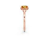 Rose gold Princess Cut Citrine Solitaire Ring with Flower Prong Setting and Classic Band_14