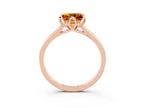 Rose gold Princess Cut Citrine Solitaire Ring with Flower Prong Setting and Classic Band_15