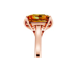 Rose gold Princess Cut Citrine Solitaire Ring with Flower Prong Setting and Classic Band_17