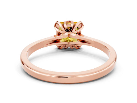 Rose gold Princess Cut Citrine Solitaire Ring with Flower Prong Setting and Classic Band_36