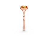 Rose gold Princess Cut Citrine Solitaire Ring with Flower Prong Setting and Classic Band_38